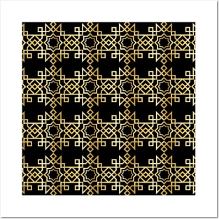 Elegant Black And Gold Moroccan Pattern Posters and Art